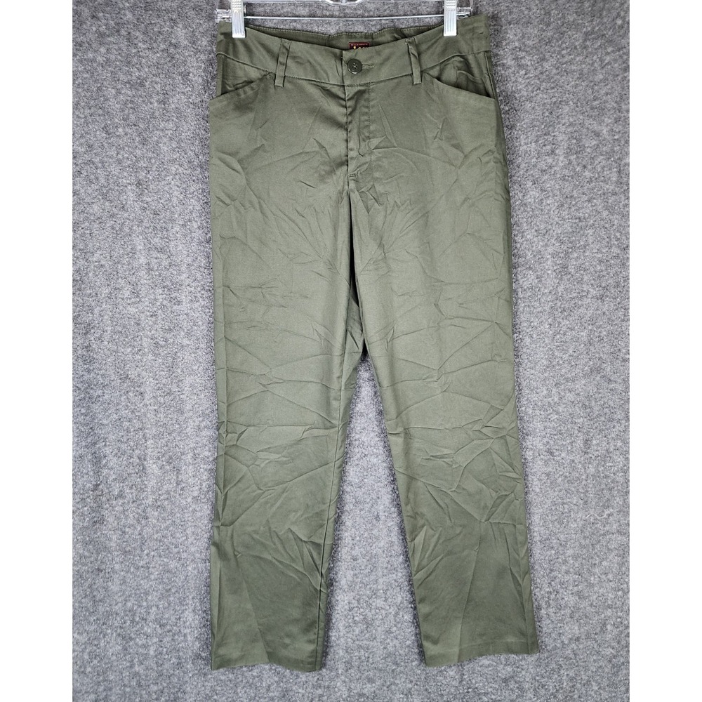 Lee Pants Womens 6 Wrinkle Free Olive Green Straight Leg EUC